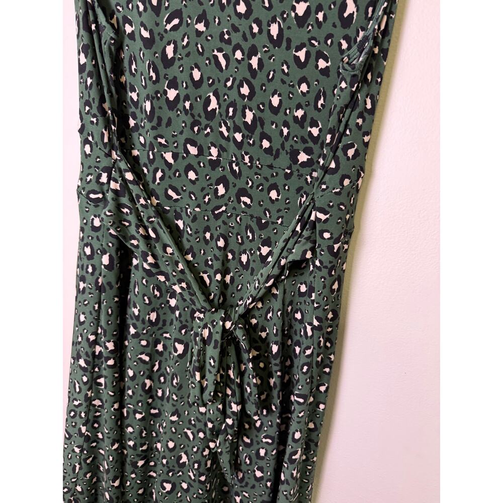 Torrid Green Leopard Print High Low Sleeveless Midi Dress Women’s 2X Belted - Picture 5 of 6